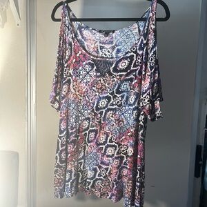 Bright Colors Cold Shoulder Womens Top 2x